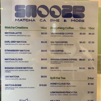 Snooze Cafe - Menu - Coffee & Tea Near Me - Seattle, Washington