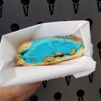 Afters Ice Cream - Cookie monster w/glazed milky bun (aka basically a donut haha). Can't really taste the ice cream - Ice Cream & Frozen Yogurt Near Me - Oxnard, California