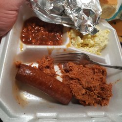 Baker’s BBQ Plus - Sausage, pulled pork,beans,potato salad.