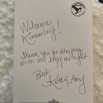Hummingbird House - Lovely welcome note from the hosts. - Bed & Breakfast Near Me - Red Bluff, California