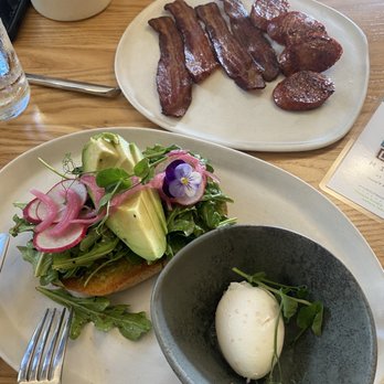 Hideout - Avocado toast & side of bacon/sausage - Bars Near Me - Honolulu, Hawaii Hideout - Avocado toast & side of bacon/sausage - Bars Near Me - Honolulu, Hawaii