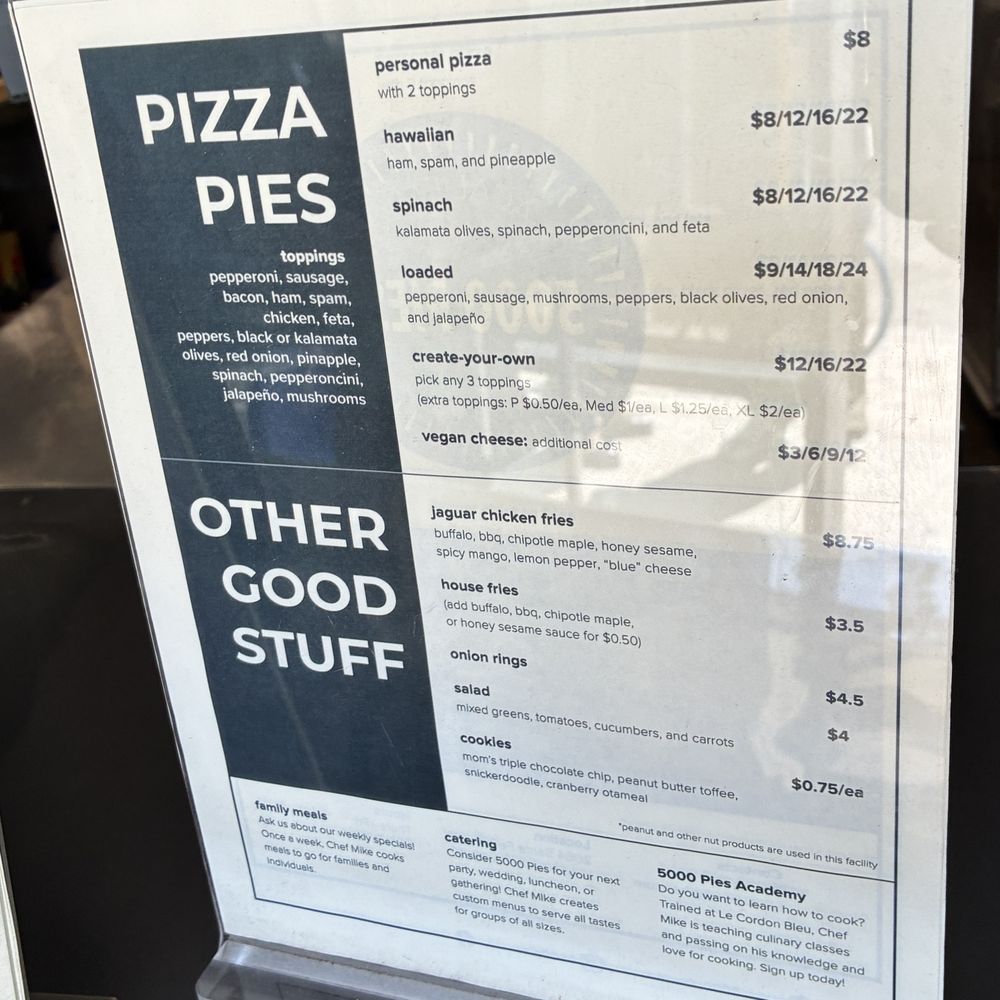 5000 Pies - regular thin crust pizzas - Pizza Near Me - Long Beach, California