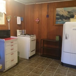 Kozy Kabins & RV Park - Kitchen area. No running water in the cabins, but there is a communal kitchen sink & dish washing area