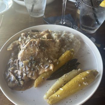 Chef Lino's PRIME - Chicken Madeira with mashed potatoes and roasted carrots - Steakhouses Near Me - Bakersfield, California