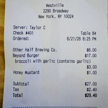 Westville Upper West Side - Check out the charge for mustard. - American Near Me - New York, New York Westville Upper West Side - Check out the charge for mustard. - American Near Me - New York, New York