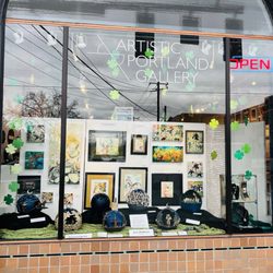 Artistic Portland Gallery - The front window display of the gallery changes each month and highlights new artists.