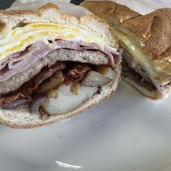 Newtown Deli - ##1 Bacon, Ham, Sausage, Double Egg, home fries