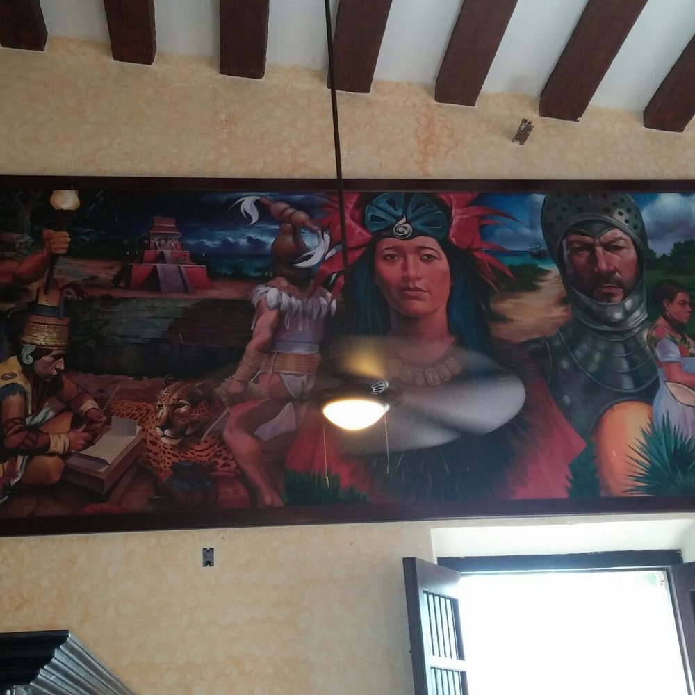 El Filibustero - Mural depicting the history of the hotel located in the bar of the restaurant. - Yucatan Near Me - Valladolid, YUC