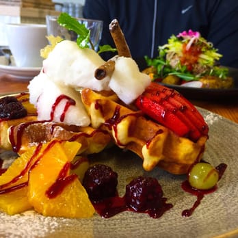 Geeks on Sainsbury - Preserved fruit waffles with lemon sorbet - Coffee & Tea Near Me - Sandringham, AUK