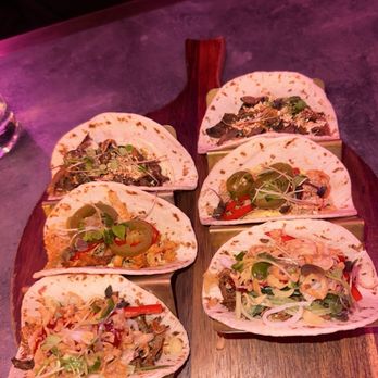 F1 Arcade - 6 taco flight (tandoori chicken, pulled pork, & mushroom) - Bars Near Me - Boston, Massachusetts