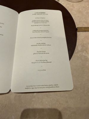 Menu photo 3 Quince San Francisco, CA