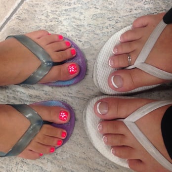 Affection Nails - My sisters toes with flowers and my french toes - Nail Salons Near Me - Agoura Hills, California Affection Nails - My sisters toes with flowers and my french toes - Nail Salons Near Me - Agoura Hills, California