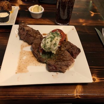 Di Prinzio's Kitchen - Surf and Turf special.  Without the fries.  I substituted a Caesar salad - Cocktail Bars Near Me - Clayton, New York