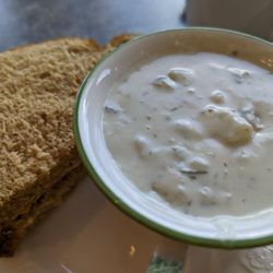 A Slice of Home Bakery & Cafe - Clam chowder (cup), half ham and cheese