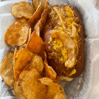 Nauti Dog - Chili and Cheese dog with chips - Hot Dogs Near Me - Carolina Beach, North Carolina