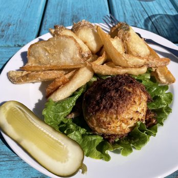 Crooked Hammock Brewery - Crab cake and fries! - New American Near Me - Lewes, Delaware Crooked Hammock Brewery - Crab cake and fries! - New American Near Me - Lewes, Delaware