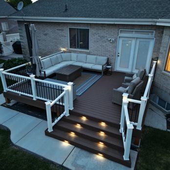 SAGE Decks - a deck with a couch and lights - Decks & Railing Near Me - Victor, Montana