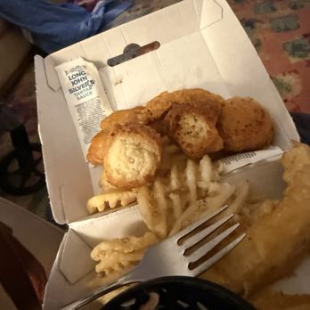 Long John Silver's - Contrast two hush puppies - one ok the other greasy and overcooked. - Fast Food Near Me - Westland, Michigan Long John Silver's - Contrast two hush puppies - one ok the other greasy and overcooked. - Fast Food Near Me - Westland, Michigan