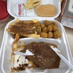 Fayard's Bp Biloxi - Country fried steak dinner with 2 sides. So yummy. I was craving gravy. It's so delicious!! And quick too.