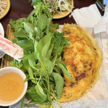Vietnam House - Salad-crepe with shrimp and pork inside and sauce - Vietnamese Near Me - Seattle, Washington Vietnam House - Salad-crepe with shrimp and pork inside and sauce - Vietnamese Near Me - Seattle, Washington