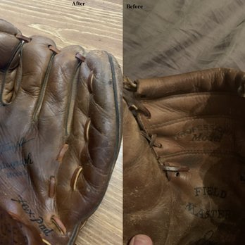 The Softball Group - Dad's 1960's glove before and after palm side. - Sporting Goods Near Me - Lake Forest, California