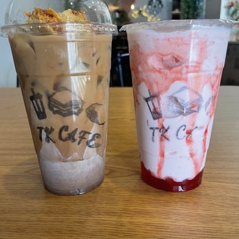 TK Cafe - Honeycomb Coffee & Strawberry Banana Smoothie. - Asian Fusion Near Me - Burbank, California TK Cafe - Honeycomb Coffee & Strawberry Banana Smoothie. - Asian Fusion Near Me - Burbank, California