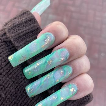 Classy Nail Spa - Marble green with gold foil! - Nail Salons Near Me - Alameda, California Classy Nail Spa - Marble green with gold foil! - Nail Salons Near Me - Alameda, California