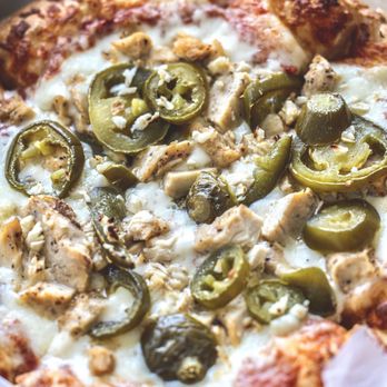 First Class Pizza - Mini Pizza w/ Chicken & Jalapenos. - Pizza Near Me - Irvine, California First Class Pizza - Mini Pizza w/ Chicken & Jalapenos. - Pizza Near Me - Irvine, California