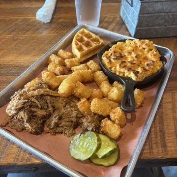 Dr. Rolf's Barbeque - 1 Meat + 2 Sides: Pulled Pork, Mac-N-Cheese, Tater Tots - Barbeque Near Me - Muskegon, Michigan Dr. Rolf's Barbeque - 1 Meat + 2 Sides: Pulled Pork, Mac-N-Cheese, Tater Tots - Barbeque Near Me - Muskegon, Michigan