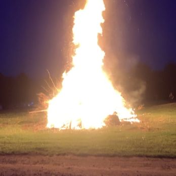 Country Roads Campground - This is one of the many massive bonfires they do every holiday - RV Parks Near Me - Gilboa, New York