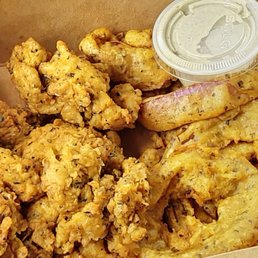 Oyster Wings and Onion Rings