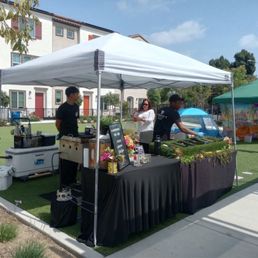 Ambrosio's Taco Bar setup at our outdoor birthday party