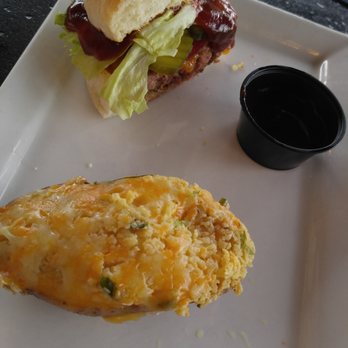 Haunted Hamburger - Split my burger with my girlfriend,they offered an extra side for only $2! Got the twice baked potato but I'd order my own fries next time! - Burgers Near Me - Jerome, Arizona Haunted Hamburger - Split my burger with my girlfriend,they offered an extra side for only $2! Got the twice baked potato but I'd order my own fries next time! - Burgers Near Me - Jerome, Arizona