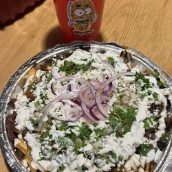 El Huarachon - Their signature Huarachon Fries with watermelon Aguas Frescas