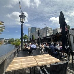 Outside with the canal.