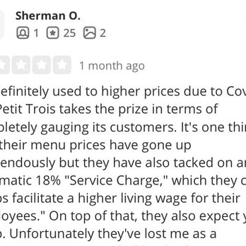 Petit Trois - Shameful ... And other customers are noticing. - French Near Me - Sherman Oaks, California