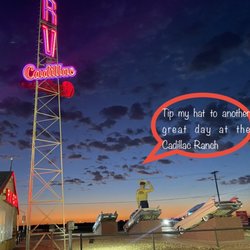 Cadillac Ranch RV Park - The cowboy tips his hat saying fair well to the day as the sunsets at the Cadillac ranch...