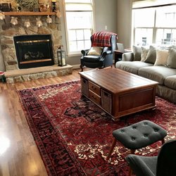 Magic Rugs - Red geometric Persian handmade area rug. Magic Rugs offers every size, design, color and budget.
