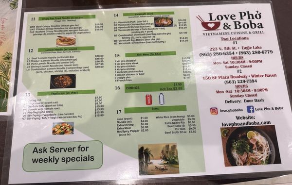 Menu photo 1 Love Pho & Boba Winter Haven, FL Menu photo 1 Love Pho & Boba Winter Haven, FL