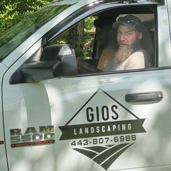 GIOS Landscaping - John and Justin in the truck - Lawn Services Near Me