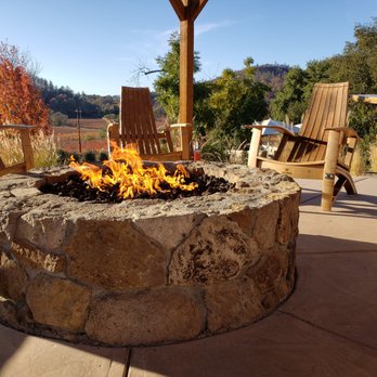 Reverie II - a fire pit on a patio - Wineries Near Me - Calistoga, California