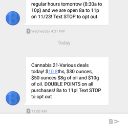 Cannabis 21 - Aberdeen - As I understood this message. You were to be open until '11pm'