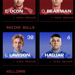 F1 Las Vegas - Driver info from the F1 app