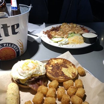 Crusens - Chicken Salad & The Hangover Burger with Tater Tots - Bars Near Me - Peoria, Illinois Crusens - Chicken Salad & The Hangover Burger with Tater Tots - Bars Near Me - Peoria, Illinois
