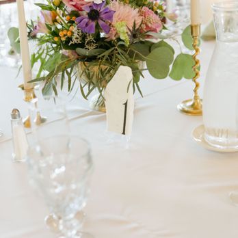 Collected With Love - Low arrangement on reception table - Wedding Planning Near Me - San Clemente, California