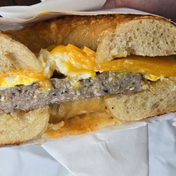Gotham Bagels - spicy sausage on asiago - Bagels Near Me - Chicago, Illinois