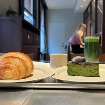 12 Matcha - Croissant, Matcha Basque Cheesecake, Oat Milk Matcha (Sweetened) - Cafes Near Me - New York, New York 12 Matcha - Croissant, Matcha Basque Cheesecake, Oat Milk Matcha (Sweetened) - Cafes Near Me - New York, New York