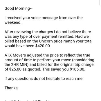 ATX Movers - They never answer the phone. Good luck if you have a problem. Deceptive pricing. - Movers Near Me - Branch, Texas