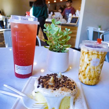 Feng Cha Teahouse - Strawberry Overload, Dirty Boba Creme Brule (No Tapioca), and Tiramisu Treasure. - Desserts Near Me - Newark, California