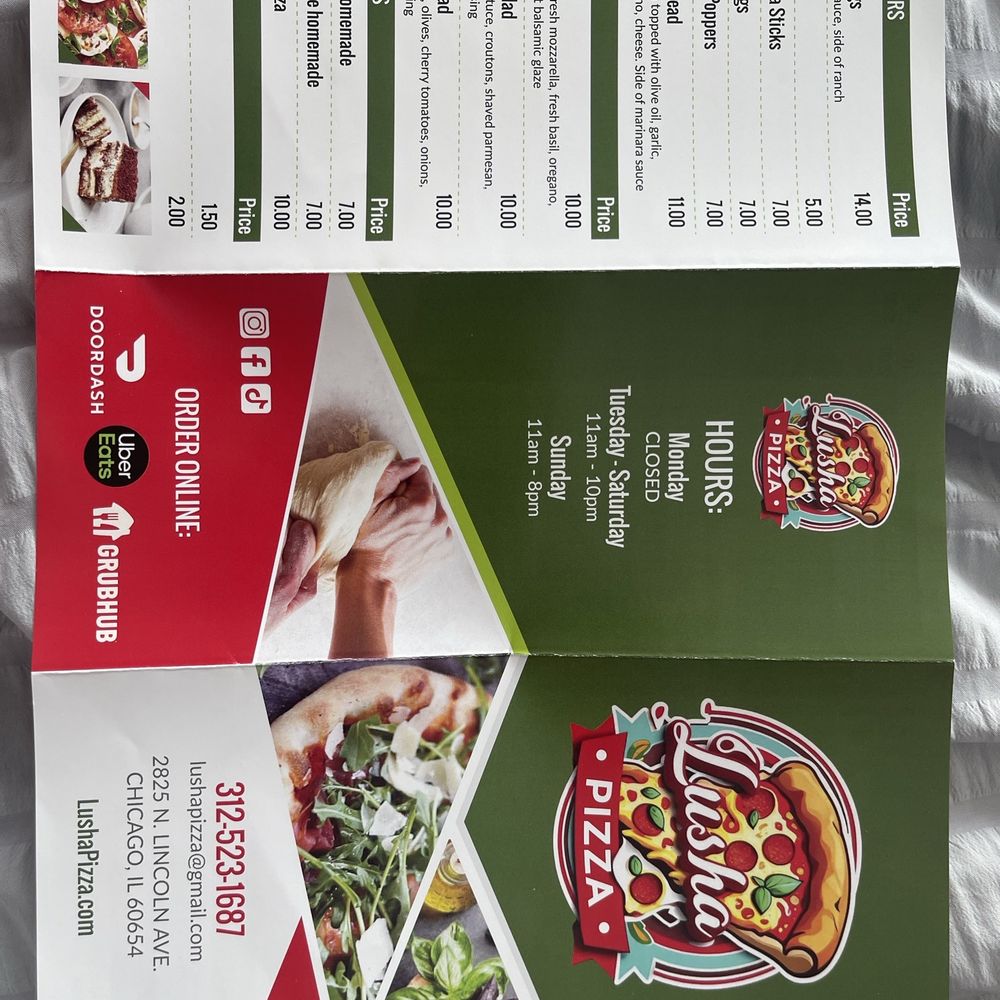 Lusha Pizza - Menu - Pizza Near Me - Chicago, Illinois Lusha Pizza - Menu - Pizza Near Me - Chicago, Illinois